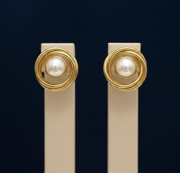 The Aurelia Intertwined Gold & Pearl Knot Stud Earrings