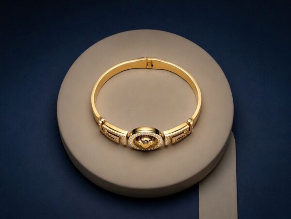 The Empire Medusa-Style Greek Key Crystal Cuff Bangle