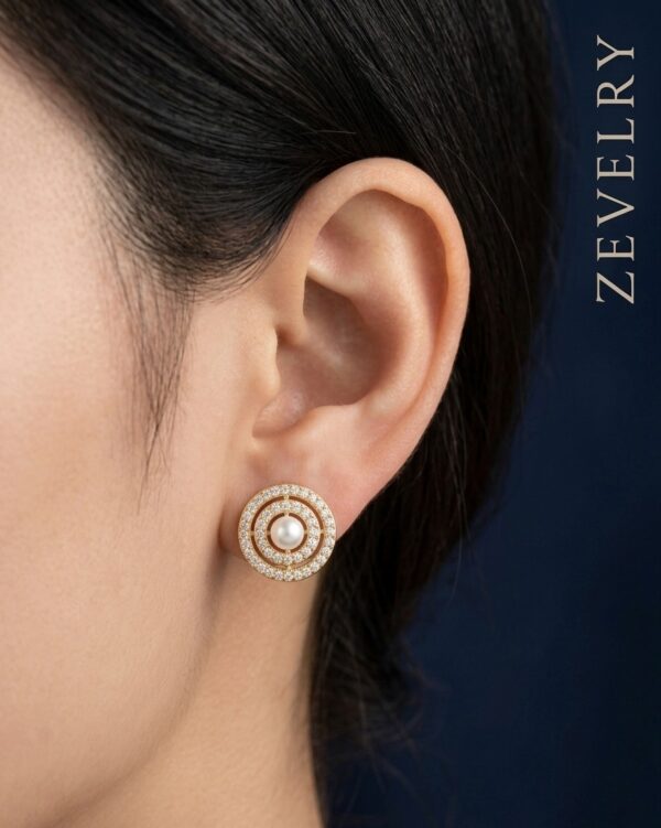 Zevelry Lily Pearl Earrings Model wearing Zevelry-Lily-Pearl-Earrings-Model-wearing