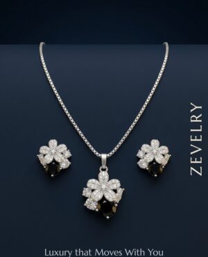 Zevelry Onyx Garden Silver Floral Pendant Set Main Zevelry-Onyx-Garden-Silver-Floral-Pendant-Set-Main