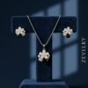 Zevelry Onyx Garden Silver Floral Pendant Set T stand Zevelry-Onyx-Garden-Silver-Floral-Pendant-Set-T-stand