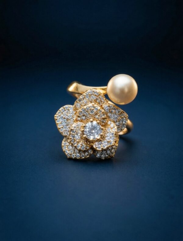 ZevelrySilver Pearl Cocktail Ring Gold Main 2 ZevelrySilver-Pearl-Cocktail-Ring-Gold-Back