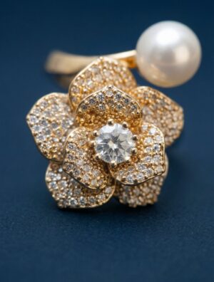 ZevelrySilver-Pearl-Cocktail-Ring-Gold-Back