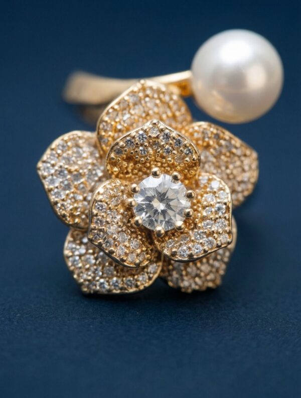 ZevelrySilver Pearl Cocktail Ring Gold Main ZevelrySilver-Pearl-Cocktail-Ring-Gold-Back