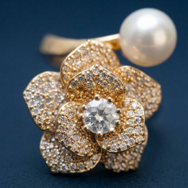 ZevelrySilver Pearl Cocktail Ring Gold Main ZevelrySilver-Pearl-Cocktail-Ring-Gold-Back
