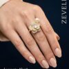ZevelrySilver Pearl Cocktail Ring Gold Model Wearing Zevelry-Silver-Pearl-Cocktail-Ring-Back-View