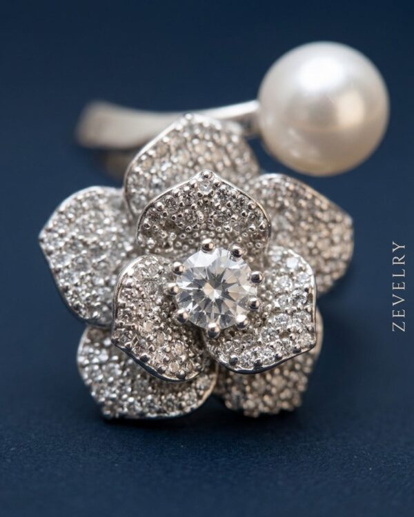 ZevelrySilver Pearl Cocktail Ring Main Zevelry-Silver-Pearl-Cocktail-Ring-Back-View