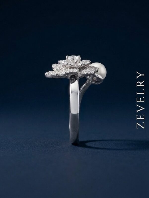 ZevelrySilver Pearl Cocktail Ring Side Zevelry-Silver-Pearl-Cocktail-Ring-Back-View