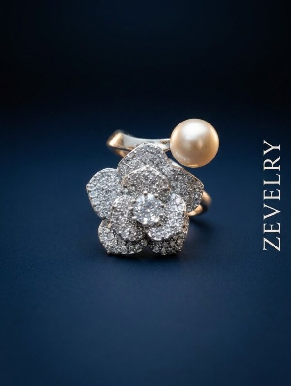 ZevelrySilver Pearl Cocktail Ringmain 2 Zevelry-Silver-Pearl-Cocktail-Ring-Back-View