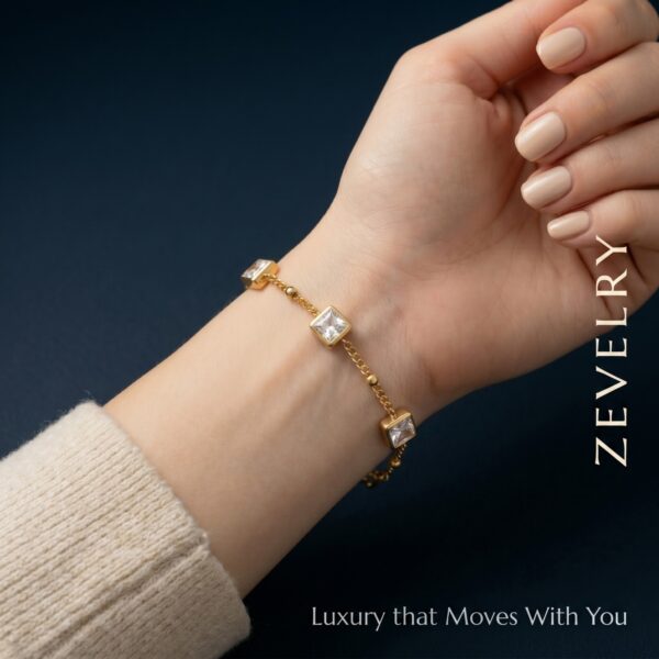 Gold Crystal Bracelet for Women Minimalist Luxury Bracelet ZEVELRY Mode; Wearing Gold Crystal Bracelet for Women Minimalist Luxury Bracelet ZEVELRY