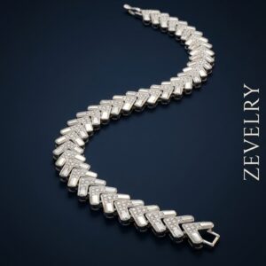 Premium Silver Chevron Bracelet for Women Luxury Zircon Bracelet ZEVELRY Main Premium Silver Chevron Bracelet for Women Luxury Zircon Bracelet ZEVELRY