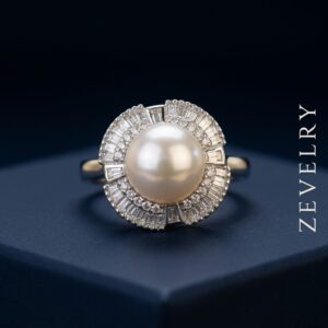 Aurora Pearl Halo Ring Premium Silver Pearl Statement Ring for Women ZEVELRY Maino Aurora Pearl Halo Ring Premium Silver Pearl Statement Ring for Women ZEVELRY