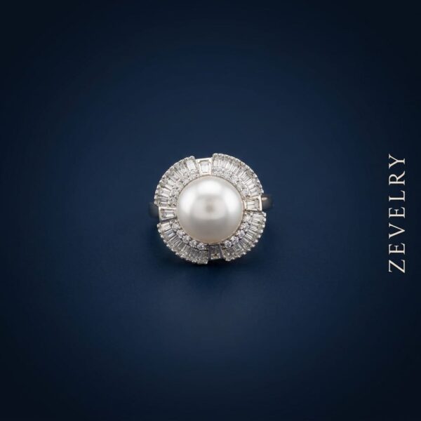 Aurora Pearl Halo Ring Premium Silver Pearl Statement Ring for Women ZEVELRY top Aurora Pearl Halo Ring Premium Silver Pearl Statement Ring for Women ZEVELRY