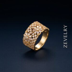 Gold Floral Zircon Ring for Women Aurora Bloom Luxe Ring ZEVELRY Main Gold Floral Zircon Ring for Women Aurora Bloom Luxe Ring ZEVELRY