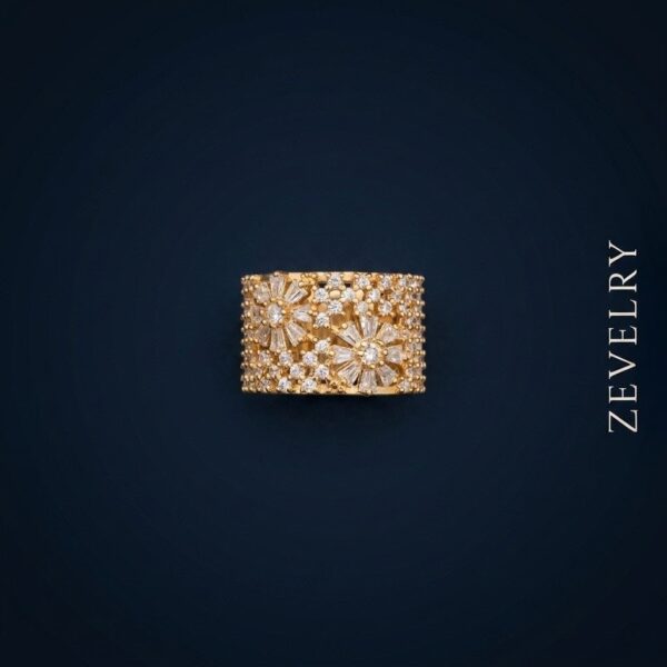 Gold Floral Zircon Ring for Women Aurora Bloom Luxe Ring ZEVELRY Top Gold Floral Zircon Ring for Women Aurora Bloom Luxe Ring ZEVELRY