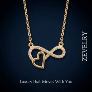 Gold Infinity Heart Pendant Elegant Zircon Pendant Necklace ZEVELRY