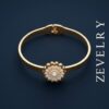 Gold Stainless Steel Pearl Bangle Aurelia Pearl Halo Bangle ZEVELRY Main Gold Stainless Steel Pearl Bangle Aurelia Pearl Halo Bangle ZEVELRY