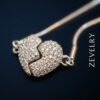 Magnetic Heart Pendant Necklace Stainless Steel Silver Necklace ZEVELRY Close Up Magnetic Heart Pendant Necklace Stainless Steel Silver Necklace ZEVELRY