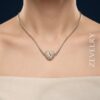Magnetic Heart Pendant Necklace Stainless Steel Silver Necklace ZEVELRY Model wearing Magnetic Heart Pendant Necklace Stainless Steel Silver Necklace ZEVELRY