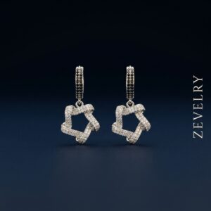 Midnight Stellar Drop Earrings Premium Silver Star Earrings with Black Stones ZEVELRY Main Midnight Stellar Drop Earrings Premium Silver Star Earrings with Black Stones ZEVELRY