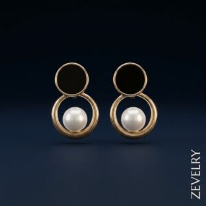 Noir Pearl Drop Earrings Premium Gold Pearl Earrings for Women ZEVELRY