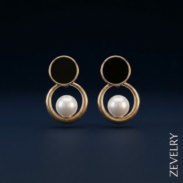 Noir Pearl Drop Earrings Premium Gold Pearl Earrings for Women ZEVELRY Main Noir Pearl Drop Earrings Premium Gold Pearl Earrings for Women ZEVELRY