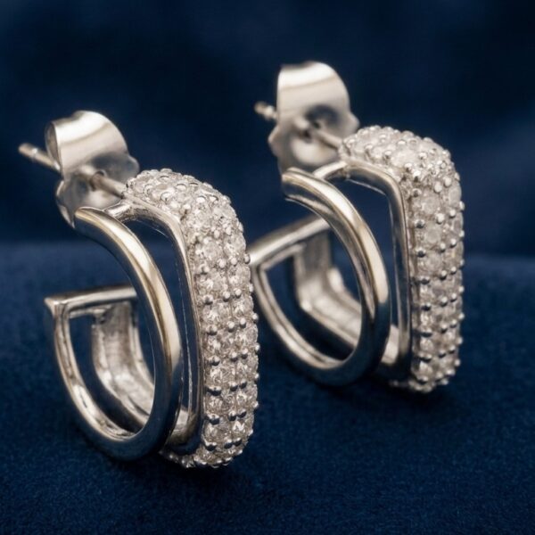 Silver Double Hoop Earrings for Women Luxury Zircon Earrings ZEVELRY Main Silver Double Hoop Earrings for Women Luxury Zircon Earrings ZEVELRY