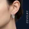 Silver Double Hoop Earrings for Women Luxury Zircon Earrings ZEVELRY Model Wearing Silver Double Hoop Earrings for Women Luxury Zircon Earrings ZEVELRY