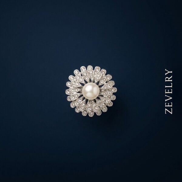 Silver Pearl Floral Ring for Women Luxury Zircon Statement Ring ZEVELRY Main2 Silver Pearl Floral Ring for Women Luxury Zircon Statement Ring ZEVELRY