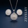 ZEVELRY Asteria Halo Silver Pendant Set for Women Premium Cubic Zirconia Luxury Jewellery Set Side ZEVELRY Asteria Halo Silver Pendant Set for Women Premium Cubic Zirconia Luxury Jewellery Set