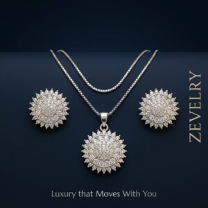 ZEVELRY Asteria Halo Silver Pendant Set for Women Premium Cubic Zirconia Luxury Jewellery Set main ZEVELRY Asteria Halo Silver Pendant Set for Women Premium Cubic Zirconia Luxury Jewellery Set