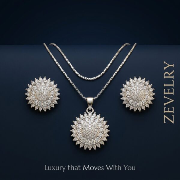 ZEVELRY Asteria Halo Silver Pendant Set for Women Premium Cubic Zirconia Luxury Jewellery Set main ZEVELRY Asteria Halo Silver Pendant Set for Women Premium Cubic Zirconia Luxury Jewellery Set