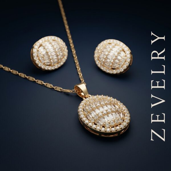 ZEVELRY Aurevine Radiance Gold Pendant Set with Cubic Zirconia for Women M2 ZEVELRY Aurevine Radiance Gold Pendant Set with Cubic Zirconia for Women