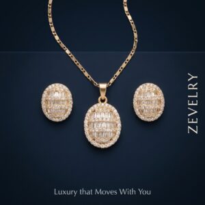 ZEVELRY Aurevine Radiance Gold Pendant Set with Cubic Zirconia for Women Main ZEVELRY Aurevine Radiance Gold Pendant Set with Cubic Zirconia for Women