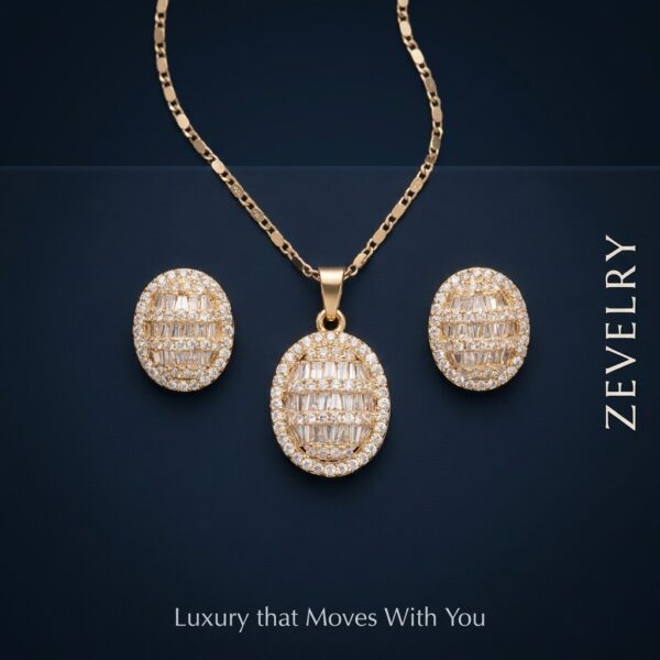 ZEVELRY Aurevine Radiance Gold Pendant Set with Cubic Zirconia for Women Main ZEVELRY Aurevine Radiance Gold Pendant Set with Cubic Zirconia for Women