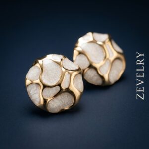 ZEVELRY Ivelle Mosaic White & Gold Stud Earrings for Women Premium Luxury Fashion Jewellery M ZEVELRY Ivelle Mosaic White & Gold Stud Earrings for Women Premium Luxury Fashion Jewellery