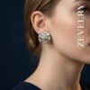 ZEVELRY Ivelle Mosaic White & Gold Stud Earrings for Women Premium Luxury Fashion Jewellery MW Ivelle Mosaic Stud Earrings