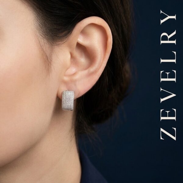 ZEVELRY Luna Radiance Pavé Silver Earrings for Women Premium Luxury Stud Earrings MW ZEVELRY Luna Radiance Pavé Silver Earrings for Women Premium Luxury Stud Earrings