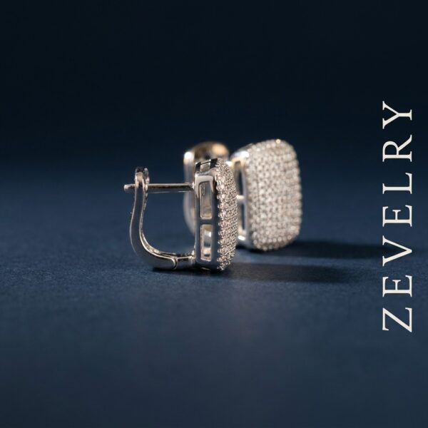 ZEVELRY Luna Radiance Pavé Silver Earrings for Women Premium Luxury Stud Earrings Side ZEVELRY Luna Radiance Pavé Silver Earrings for Women Premium Luxury Stud Earrings