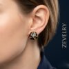 ZEVELRY Noir Mosaic Black & Gold Stud Earrings for Women Premium Luxury Fashion Jewellery MW ZEVELRY Noir Mosaic Black & Gold Stud Earrings for Women Premium Luxury Fashion Jewellery