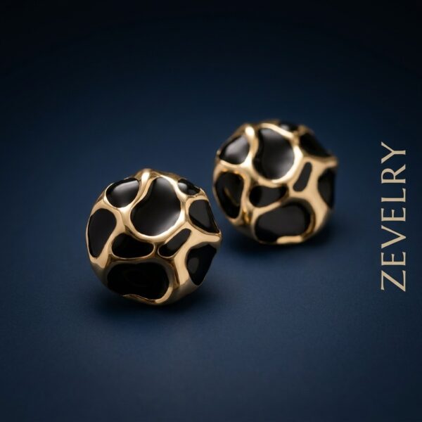 ZEVELRY Noir Mosaic Black & Gold Stud Earrings for Women Premium Luxury Fashion Jewellery Main ZEVELRY Noir Mosaic Black & Gold Stud Earrings for Women Premium Luxury Fashion Jewellery