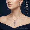 ZEVELRY Rose Solstice Silver Pendant Set with Pink Stones for Women MW ZEVELRY Rose Solstice Silver Pendant Set with Pink Stones for Women