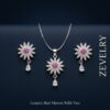 ZEVELRY Rose Solstice Silver Pendant Set with Pink Stones for Women Main ZEVELRY Rose Solstice Silver Pendant Set with Pink Stones for Women