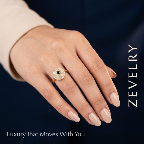 ZEVELRY Solenne Eclipse Ring – Adjustable Gold Ring with Black Stone for Women MW ZEVELRY Solenne Eclipse Ring – Adjustable Gold Ring with Black Stone for Women