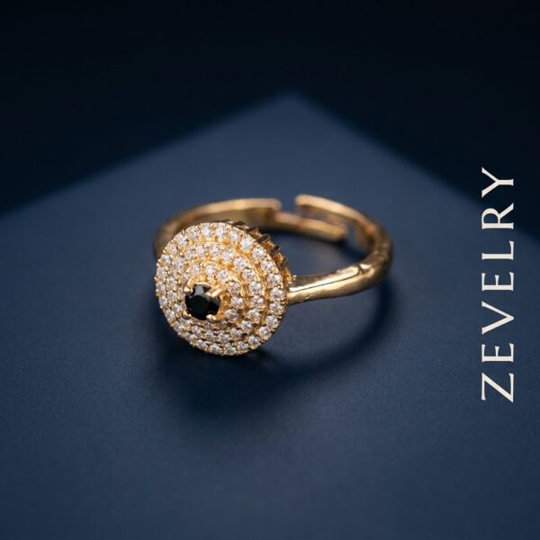 ZEVELRY Solenne Eclipse Ring – Adjustable Gold Ring with Black Stone for Women Main ZEVELRY Solenne Eclipse Ring – Adjustable Gold Ring with Black Stone for Women