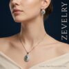 ZEVELRY Verdelume Silver Pendant Set with Bottle Green Stones for Women MW ZEVELRY Verdelume Silver Pendant Set with Bottle Green Stones for Women